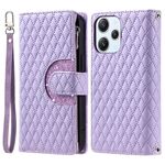 Per Xiaomi Redmi 13 4G Glitter Lattice Custodia a portafoglio in pelle con cerniera (viola)