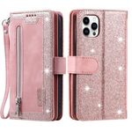 Per Xiaomi Redmi 13 4G Custodia per telefono in pelle con cerniera per nove carte con cordino (rosa)