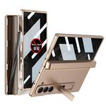 Per Samsung Galaxy Z Fold6 GKK Custodia per telefono pieghevole magnetica integrata anti peep a copertura totale con scatola per penna, penna non inclusa (Oro)