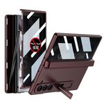 Per Samsung Galaxy Z Fold6 GKK Integrated Anti Peep Custodia per telefono pieghevole magnetica a copertura totale con scatola per penna, penna non inclusa (rosso vino)