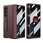 Per Samsung Galaxy Z Fold6 GKK Custodia per cellulare con chiusura magnetica integrata Anti Peep a copertura totale (Vino Rosso)