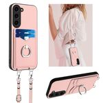 Per Samsung Galaxy S23+ 5G R20 Custodia per cellulare con anello in corda a tracolla (rosa)