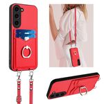 Per Samsung Galaxy S23+ 5G R20 Custodia per cellulare con anello in corda a tracolla (rosso)