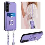 Per Samsung Galaxy S23+ 5G R20 Custodia per cellulare con anello in corda a tracolla (viola)