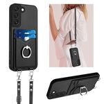 Per Samsung Galaxy S22+ 5G R20 Custodia per cellulare con anello in corda a tracolla (nero)