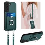 Per Samsung Galaxy S22+ 5G R20 Custodia per cellulare con anello in corda a tracolla (verde)