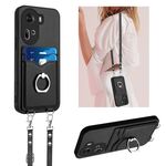 Per OPPO Reno11 Global R20 Custodia per cellulare con anello in corda a tracolla (nero)