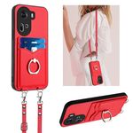 Per OPPO Reno11 Global R20 Crossbody Rope Ring Card Holder Custodia per telefono (rosso)