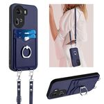 Per OPPO Reno11 Global R20 Custodia per cellulare con anello in corda a tracolla (blu)