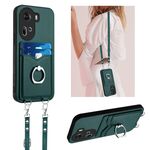 Per OPPO Reno11 Global R20 Custodia per cellulare con anello in corda a tracolla (verde)