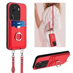 Per OPPO Reno11 Pro Global R20 Custodia per cellulare con anello in corda a tracolla (rosso)
