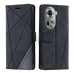 Per OPPO Reno11 Pro Custodia per telefono in pelle con giunture Global Skin Feel (nera)