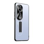 Custodia per telefono con supporto in TPU ibrido in metallo satinato per vivo S19 Pro (blu)