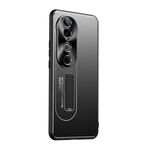 Per vivo S19 Custodia per telefono con supporto in TPU ibrido in metallo satinato (nero)