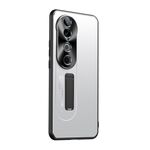 Custodia per telefono con supporto in TPU ibrido in metallo satinato per vivo S19 (argento)