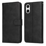 Custodia per cellulare in pelle flip classica con texture di vitello per Sony Xperia 10 VI (nera)