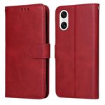Custodia per cellulare in pelle flip classica con texture di vitello per Sony Xperia 10 VI (rossa)