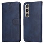 Custodia per telefono in pelle flip classica con texture di vitello per Sony Xperia 1 VI (blu)
