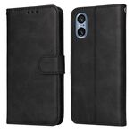 Custodia per cellulare in pelle flip classica con texture di vitello per Sony Xperia 5 V (nera)