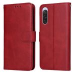Custodia per telefono in pelle flip con texture classica in vitello per Sony Xperia 10 V (rossa)