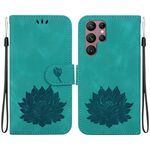 Custodia per telefono in pelle goffrata Lotus per Samsung Galaxy S22 Ultra 5G (rossa)