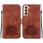 Custodia per telefono in pelle goffrata Lotus per Samsung Galaxy S22+ 5G (marrone)