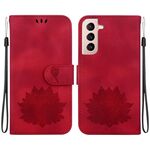 Custodia per telefono in pelle goffrata Lotus per Samsung Galaxy S22+ 5G (rossa)