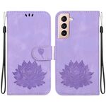 Custodia per telefono in pelle goffrata Lotus per Samsung Galaxy S22+ 5G (viola)
