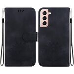 Per Samsung Galaxy S22+ 5G Custodia per telefono in pelle goffrata Lotus (nero)