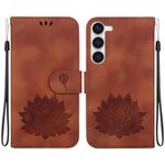 Custodia per telefono in pelle goffrata Lotus per Samsung Galaxy S23 5G (marrone)