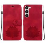 Custodia per telefono in pelle goffrata Lotus per Samsung Galaxy S23 5G (rossa)