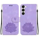 Custodia per telefono in pelle goffrata Lotus per Samsung Galaxy S23 5G (viola)