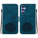 Custodia per telefono in pelle goffrata Lotus Galaxy S23 FE 5G (blu scuro)