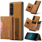 Per Sony Xperia 1 VI DG.MING M2 Series Borsa multi-carta 3 pieghe + custodia magnetica per telefono (marrone)