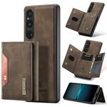 Per Sony Xperia 1 VI DG.MING M2 Series Borsa multi-carta 3 pieghe + custodia magnetica per telefono (caffè)