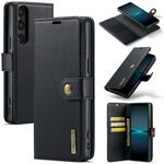 Per Sony Xperia 1 VI DG.MING Custodia per telefono in pelle magnetica staccabile con texture Crazy Horse (Nero)
