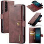 Per Sony Xperia 1 VI DG.MING Custodia per telefono in pelle magnetica staccabile con texture Crazy Horse (Rosso)