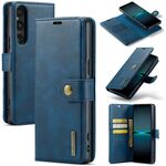 Custodia per telefono in pelle magnetica staccabile con texture Crazy Horse per Sony Xperia 1 VI DG.MING (blu)