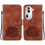 Per OPPO Reno11 Pro 5G Custodia per telefono in pelle goffrata Global Lotus (marrone)
