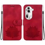 Per OPPO Reno11 Pro 5G Custodia per telefono in pelle goffrata Global Lotus (rossa)