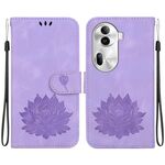 Per OPPO Reno11 Pro 5G Custodia per telefono in pelle con stampa Lotus globale (viola)