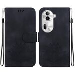 Per OPPO Reno11 Pro 5G Custodia per telefono in pelle goffrata Global Lotus (nera)