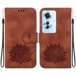 Per OPPO Reno11 F / F25 Pro 5G Custodia per telefono in pelle goffrata Global Lotus (marrone)