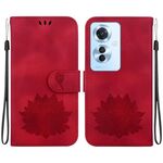 Per OPPO Reno11 F / F25 Pro 5G Custodia per telefono in pelle goffrata con motivo a loto globale (rosso)