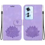 Per OPPO Reno11 F / F25 Pro 5G Custodia per telefono in pelle goffrata Global Lotus (viola)
