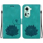 Per OPPO Reno11 5G Custodia per telefono in pelle goffrata Global Lotus (verde)