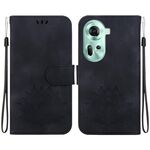 Per OPPO Reno11 5G Custodia per telefono in pelle goffrata Global Lotus (nera)