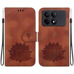 Per Xiaomi Redmi K70E Custodia in pelle goffrata Lotus (marrone)