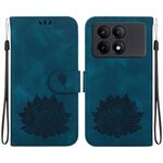 Custodia per telefono in pelle goffrata Xiaomi Redmi K70E Lotus (blu scuro)