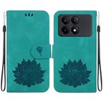 Custodia per telefono in pelle goffrata Xiaomi Redmi K70E Lotus (verde)